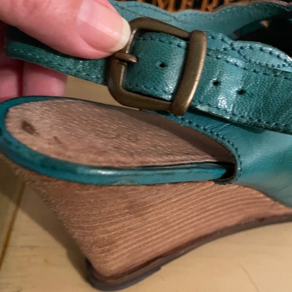 Seychelles Women’s Aqua Teal Open Toe Wedge Sandals Women Leather Sz 7 - Picture 5 of 9